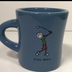 Life is Good Iron Man Golfer Mug Cup Blue EUC